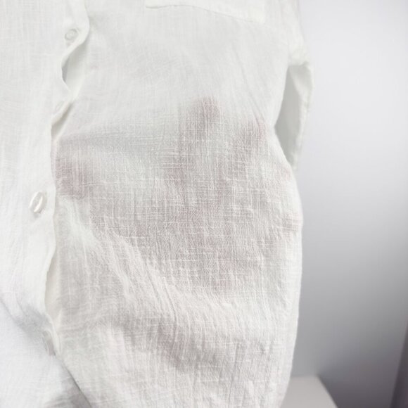 ASOS Oversized 100% Cotton Light White Buttoned Textured Preppy Shirt sz 2 - Picture 8 of 8